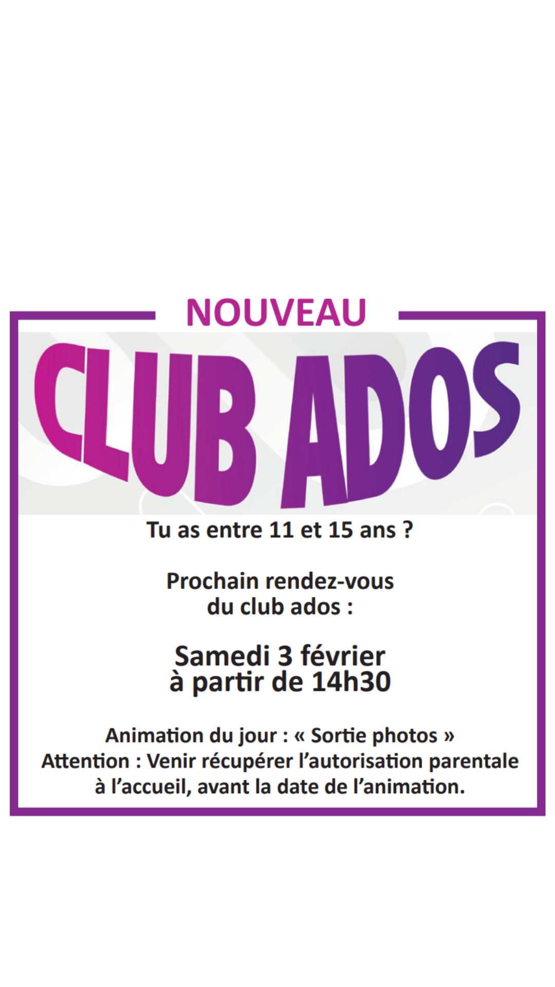 NOUVEAU - Club ados