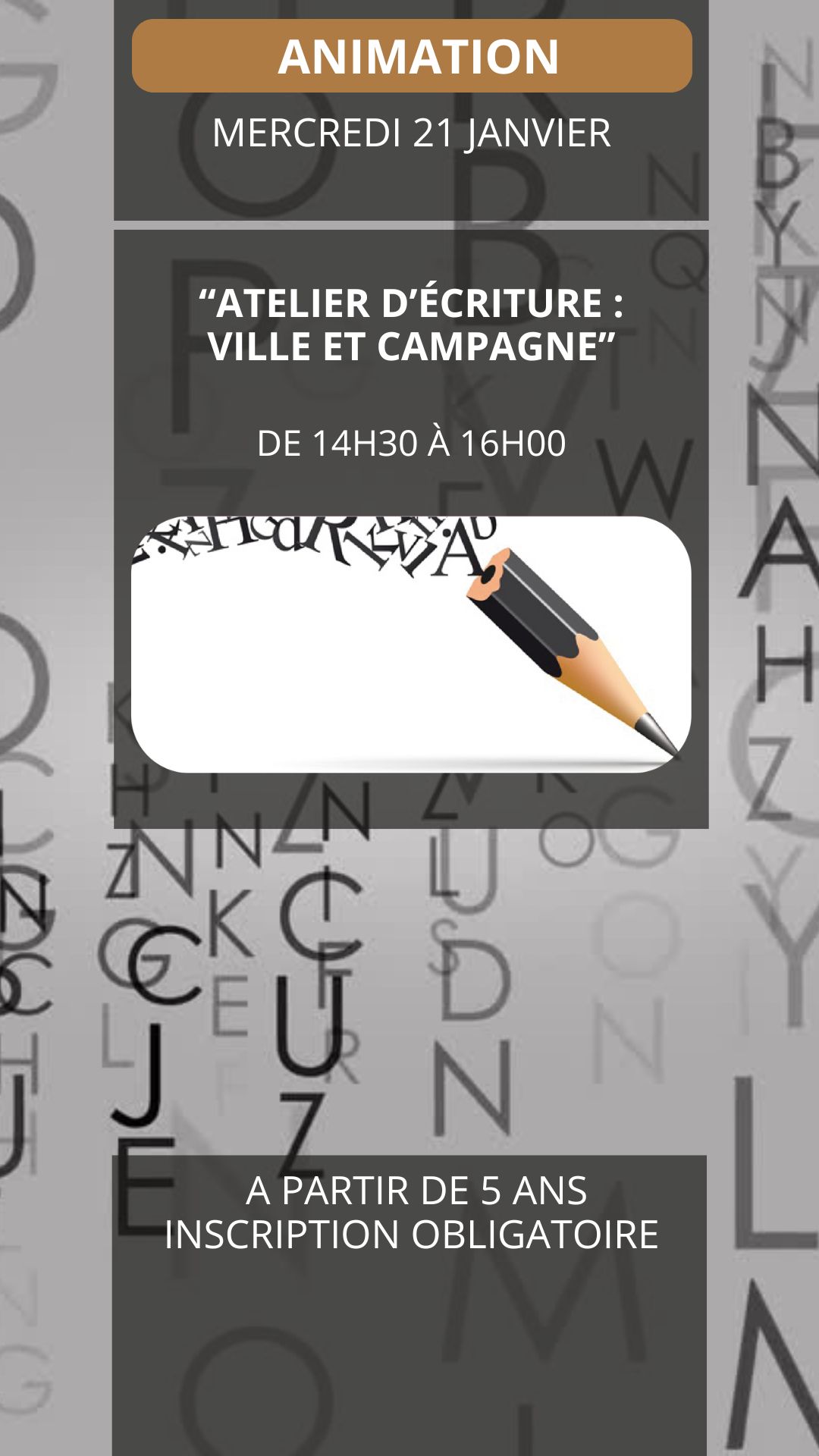 ANIMATION - Atelier d'écriture